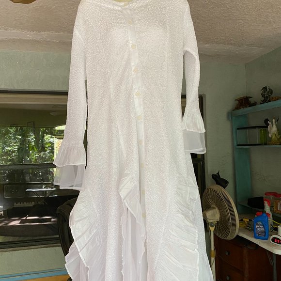 White Dress with Ruffle Hem - Picture 1 of 5